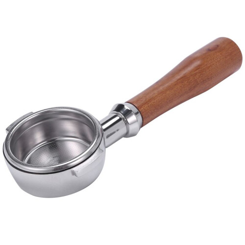 2X 58mm Stainless Steel Coffee Machine E61 No Base Filter Bracket Coffee Bottomless Handle Coffee Spoon Wooden Handle 1