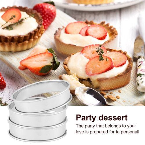 6 Pack 4 Polegadas Double Rolled English Muffin Rings, AçO InoxidáVel Crumpet Rings, Tart Rings, Round 1