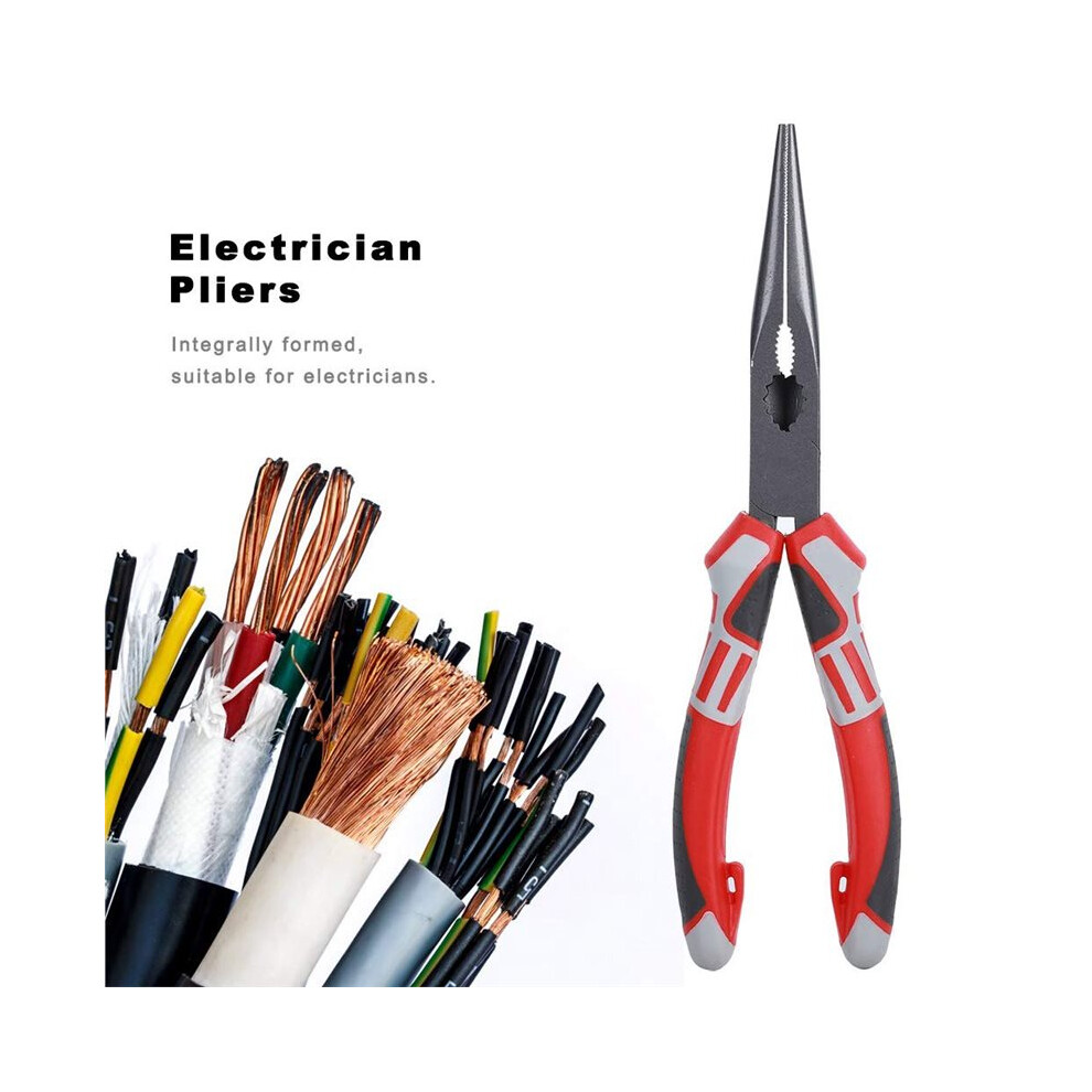 Nose Pliers With Wire Cutter, 200Mm Chrome Steel Long Nose Pliers For Electricians 6032142883771