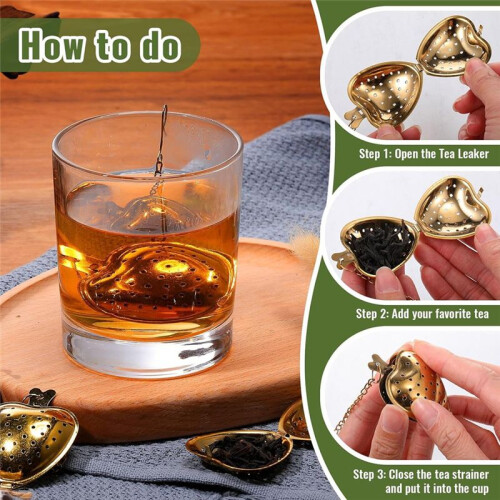 30 Pcs Tea Strainer Stainless Steel Tea Interval Diffuser Heart Shape Mesh Tea Filters with Extended Chain Hook 2
