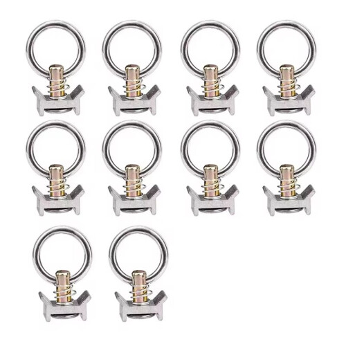 10-Pack L Track Aluminum Tie Downs with Stud and O-Ring Motorcycle Trailer Tie Downs
