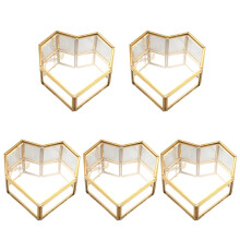 5X Flip Liebes Herz Geformt Geometrische Glas Schmuck Schatulle Glas Ring Box Exquisite Einzigartige Hochzeit Schmuck Schatulle Ring für Hochzeits