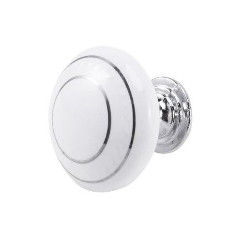 4 x Ceramic Door/Wardrobe/Cabinet/Cupboard Knob Handle Drawer White 1