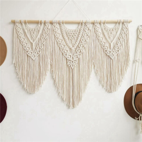 2X Macrame VäGghäNgande HandväVd Bohemisk Bomullsrep Boho  Heminredning 2