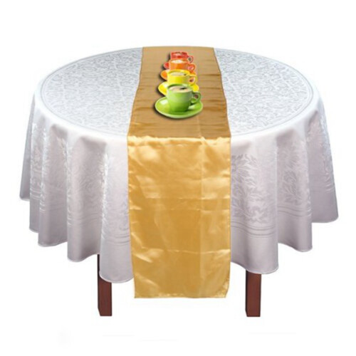 2X Runner Table Cloth Centre in Satin Gold 30 x 275 cm 1