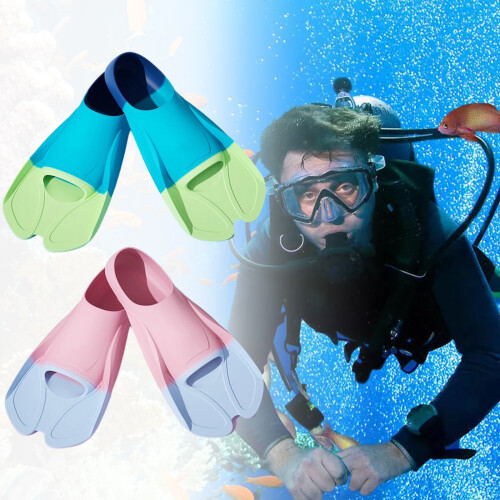 Palmes d'entraînement de natation, palmes de-Double bleu vert M 2
