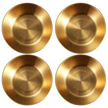 4PCS Stainless Steel Round Small Dish Golden Sauce Seasoning Dish Home Restaurant Kitchen Soy Sauce Dish