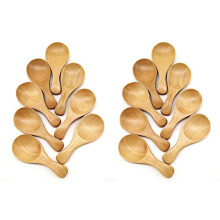 16Pcs Small Wooden Salt Spoon Solid Wood Condiments Spoon Handmade Honey Teaspoon Seasoning Sugar Coffee Tea Jam Mustard