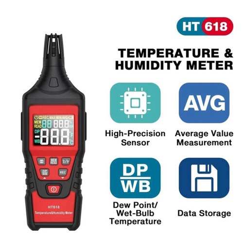 Digital Psychrometer Thermometer Hygrometer with Backlight Temperature and Humidity Meter with Dew Point 2