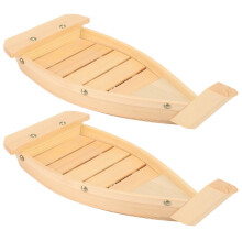 2X 42X17X7.5Cm Japanese Cuisine Sushi Boats Sushi Tools Wood Handmade Simple Ship Sashimi Assorted Cold Dishes Bar