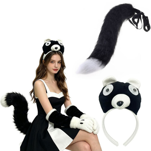 Ensemble de 2 bandeaux d'oreilles d'animaux en fourrure et-Blanc 2