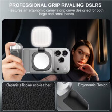 Magnetic Phone Camera Grip + Selfie Light Bundle Kit Wireless Shutter Handle Grip Selfie Stablizer with 1/4 Cold Shoe