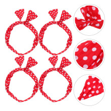 4St Vrouwen Haarband Rood Stoffen Strik Hoofdband Voor Feestjes