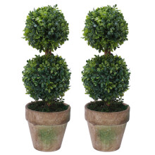 2X Artificial Plastic Trees In Pots Plant Potted Decor Garden Yard Indoor Outdoor Pattern:Two