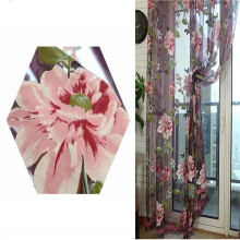 6X Porte en Verre Rideau Décoratif Chambre Pivoine Voile Rideau Tulle avec Dentelle Jambon Pendentifs Fenêtre Française Drapé Transparent, Violet