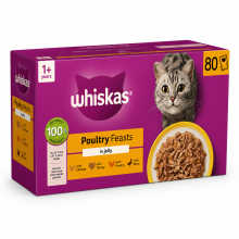 Whiskas Cat Food Poultry in Jelly, 80 Pouches