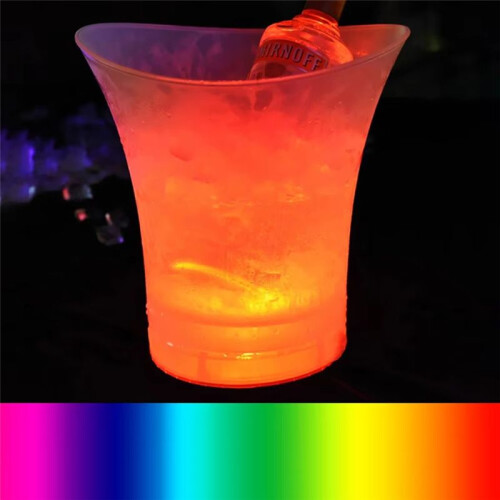 Secchiello per Ghiaccio A LED In Plastica Impermeabile da 5 Litri, Secchiello per Champagne e Birra con Luci A LED per Bar e Discoteche (Cambio 1