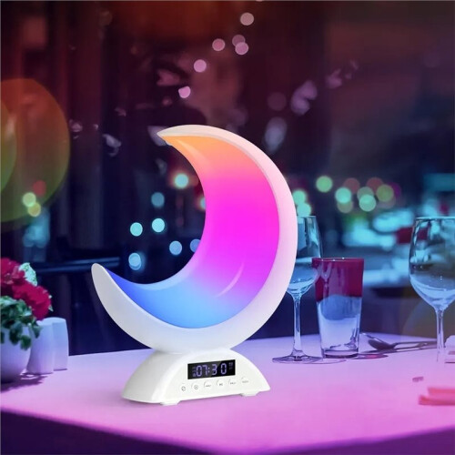 Moon Shaped Wire  Touch Adjustable Bedroom Sound Ambient Romantic Lighting Alarm Clock Function 2
