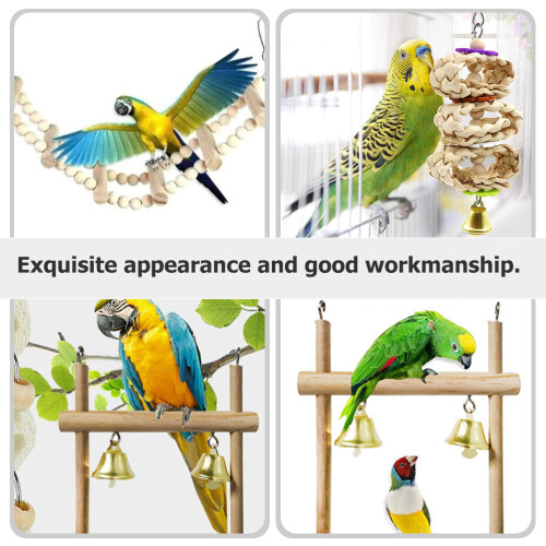 1Set Parkiet Decoratie Met Loopladder En Kauwspeelgoed 2