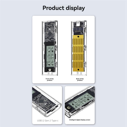 Case de SSD Protocolo M.2  NVME com Detecção Inteligente de Saúde Digital Tipo-C USB3.2 1