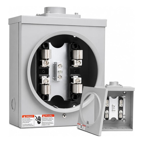 100 Amp Meter Socket 4 Jaw Meter Base 600V 3 Wire Ring Socket Horn Bypass Cover Overhead Underground Electric Meter 1