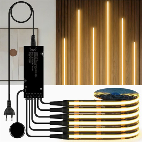 Dimmable Touch Sensor COB LED Strip Light Under Cabinet Collection Display Black PCB for TV Backlight Grille US Plug 2