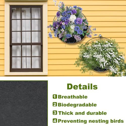 (12inch) Flower Planter Liner - Moisture Locking Soil Cover 1