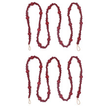 2X 7Ft Wood Bead Garland Farmhouse Home Decor Country Christmas Tree Boho Decorations Mantel Wall Hanging Prayer Beads