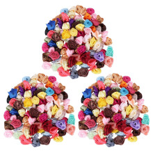 300 Stueck / Lot Handgemachte Satin Rose Ribbon Rosetten Stoff Blume Appliques fuer Hochzeit Dekoration Handwerk Naehzubehoer
