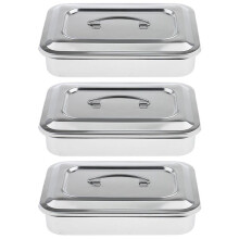 3X Edelstahlbehaelter Organizer Box Instrumentenschale Zur Aufbewahrungsbox mit Deckel Werkzeuge Dosen - 9 Zoll Kein Loch