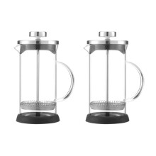 2X Prensa Francesa Cafeteiras de Aço Inoxidável Máquina de Café de Vidro Multifuncional Pote Perfurador de Mão Acessórios para Café 350ml