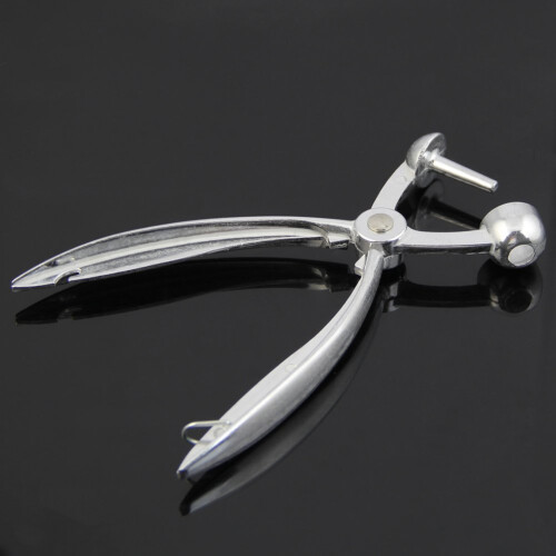 Silver Aluminum  Pitter Red Dates Olives Pit Easy Removal Core Squeeze Clamp Seeder 18*3.5cm(Silver) 2