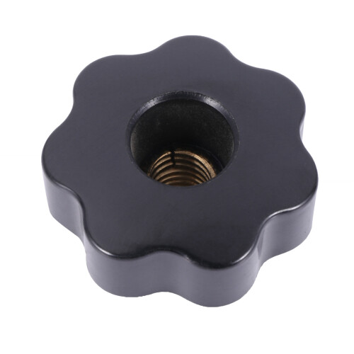 4X M10 10mm Dia Thread Black Plastic Star  Clamping Knob Grip 2