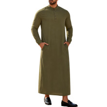 Robe musulmane coupe ample pour hommes, manches-Couleur olive XL