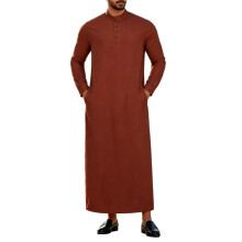 Robe longue Thobe islamique pour hommes,-Marron clair XL