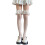 Women's Stripe Fishnet Thigh High Socks With Ruffle Lace-White 1