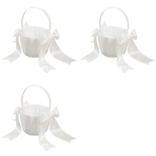 3Pacote Cesta de Flor Branca Cesta de Casamento para Meninas de Flor Cesto Bonito Cesta de Flor de Cetim
