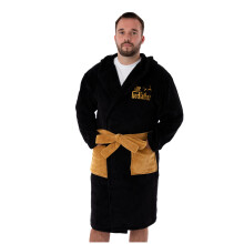 (Medium) The Godfather Hooded Bathrobe (Mens Black)