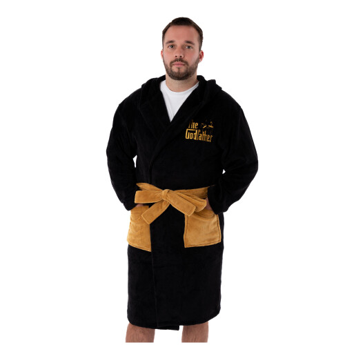 (Medium) The Godfather Hooded Bathrobe (Mens Black)