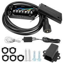 7-Weg Trailerkabel en 7-Gang Aansluitdoos Kit met Afstandsbediening en Stekkerhouder 8FT Trailerbedrading Kit