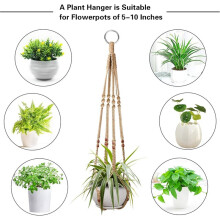 Conjunto de 2 Suportes para Plantas Suspensos, em Macramê, para Decoração de Ambientes Internos e Externos, com 4 Ganchos