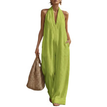 Combinaison Ă jambes larges pour femmes, pantalon Long-Vert XL