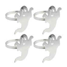 4St Zilveren Halloween Servetringen Met Duurzaam Metalen Spook