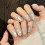 (XS) 10PCS Ice Blue Shell Fake Nails, Reusable 5