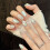 (XS) 10PCS Ice Blue Shell Fake Nails, Reusable 7