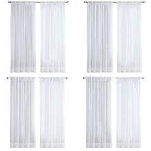 8Pcs Super Soft Great Hand Feeling White Tulle Curtains for Living Room Decoration Modern Chiffon Solid Sheer Voile
