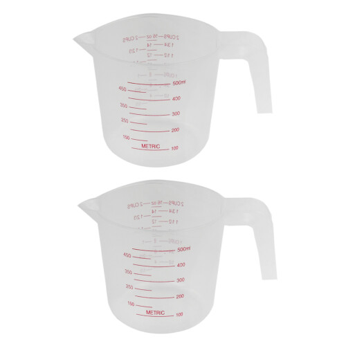 2X 500Ml Home Lab Measuring Jug Pitcher Plastic Handle pour Spout Container