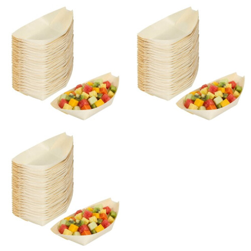 150X Bocadillos - Cuencos, Madera Biodegradable "" 11 cm x 6.5 cm