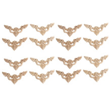 16pcs 8 x 8cm Wood Carved Corner Onlay Furniture Home Decorations Unpainted Applique