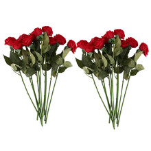 20 StüCk Latex Rose Dekor Rose KüNstliche Blumen Seidenblumen Blumen Hochzeit Bouquet Zuhause Party Design Blumen (Dunkelrot)